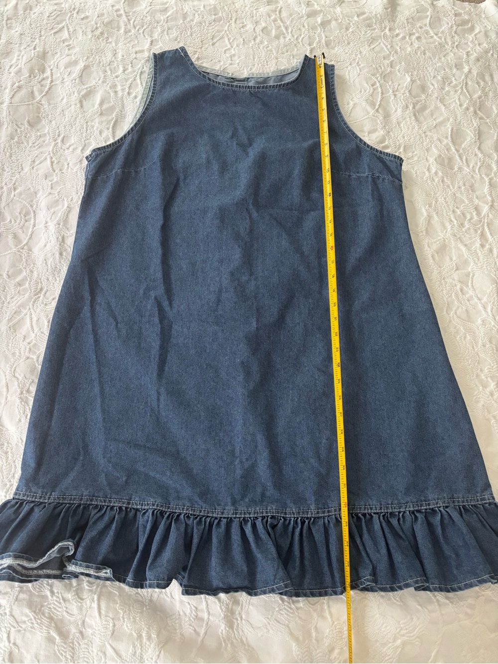 NWOT SHEIN LUNE CURVE Sleeveless Blue Denim Mini Dress with Ruffle Hem - Picture 5 of 6